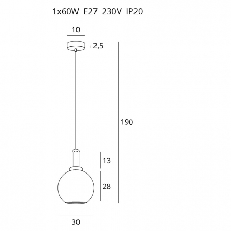 Lustra glob sticla fumurie sablata Osam Ø 30 cm baza metal auriu, inaltime reglabila, P0415 - Maxlight [2]