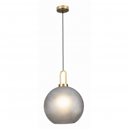 Lustre - Lustra glob sticla fumurie sablata Osam Ø 30 cm baza metal auriu, inaltime reglabila, P0415 - Maxlight