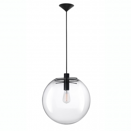 Lustra glob transparent sticla Levi Black Ø30/40/50 cm, metal negru, 1xE27, 42108001 - Novaluce [0]