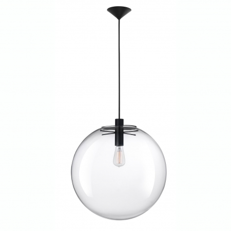 Lustre - Lustra glob transparent sticla Levi Black Ø30/40/50 cm, metal negru, 1xE27, 42108003 - Novaluce