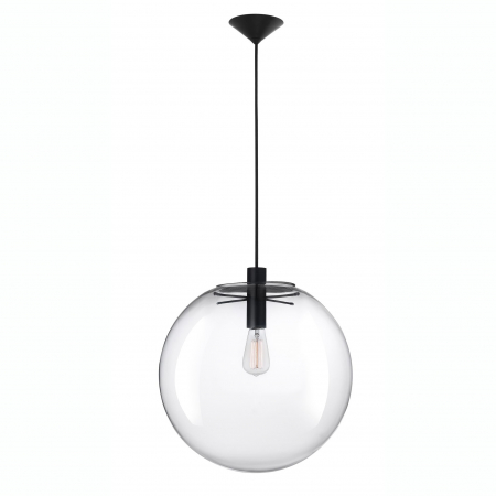 Lustre - Lustra glob transparent sticla Levi Black Ø30/40/50 cm, metal negru, 1xE27, 42108002 - Novaluce