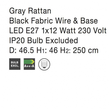 Lustra gri tip pendul premium Marga, din ratan, Ø 46,5 cm, inaltime reglabila, 9586671 - Novaluce [11]