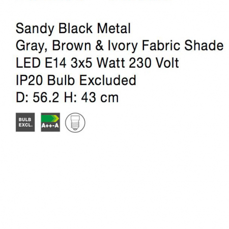 Lustra in 3 culori Velasco, baza din metal, abajururi textile, 9151403 - Novaluce [6]