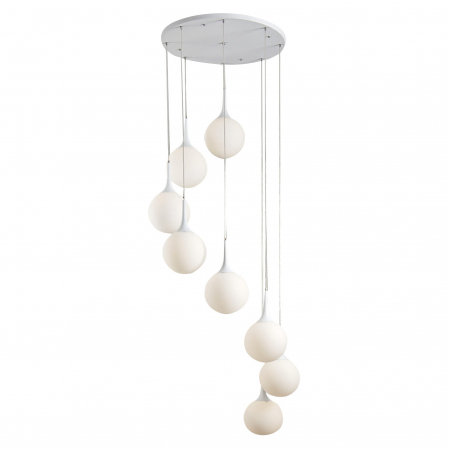 Lustre - Lustra inalta lux alba cu 8 surse de lumina Maike Ø 70x300 cm metal/sticla opal, CX4094 - Maxlight