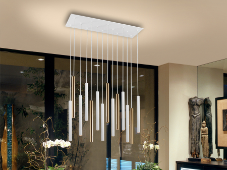Lustra LED dimabila diverse culori Kimber, 14 pendule metal, inaltime reglabila, telecomanda, 373425D - Schuller [6]