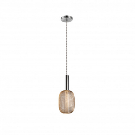 Lustre - Lustra LED dimabila aurie Rikke, pendul plasa metal, cilindru interior acrilic, inaltime reglabila, 413503 - Schuller