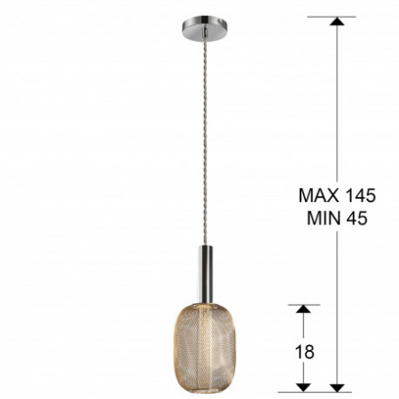 Lustra LED dimabila aurie Rikke, pendul plasa metal, cilindru interior acrilic, inaltime reglabila, 413503 - Schuller [1]