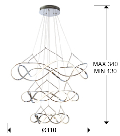 Lustra LED dimabila bluetooth lux inalta crom Cosete Ø 110 cm, metal, inaltime reglabila, 763431B - Schuller [2]