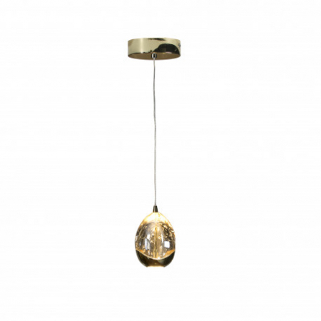 Lustra LED crom/aurie Rikki, pendul din sticla cu bule decorative, inaltime reglabila, 784347 - Schuller [0]