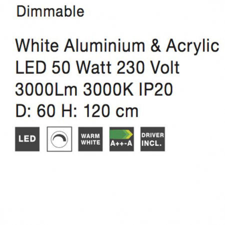 Lustra LED dimabila din acril alba Sema Ø 60 cm, baza metal, ajustabila, 9106246 - Novaluce [3]