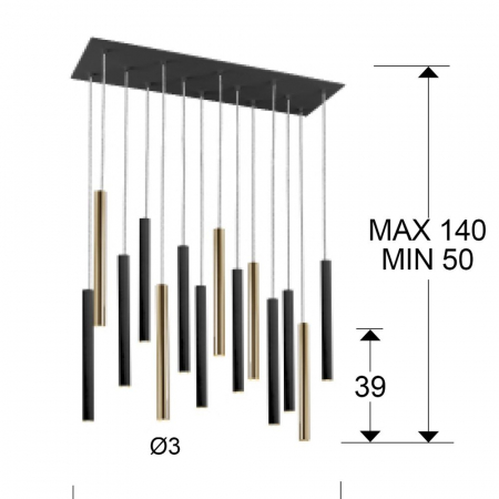 Lustra LED dimabila dreptunghiulara diverse culori Kimber, 14 pendule metal, inaltime reglabila, 373437 - Schuller [2]
