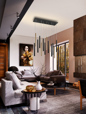 Lustra LED dimabila dreptunghiulara diverse culori Kimber, 14 pendule metal, inaltime reglabila, 373437 - Schuller [5]