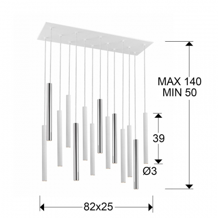Lustra LED dimabila dreptunghiulara diverse culori Kimber, 14 pendule metal, inaltime reglabila, 373437 - Schuller [7]