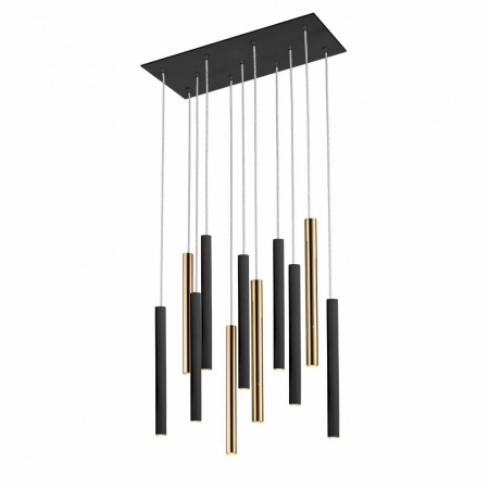 Lustra LED dimabila dreptunghiulara diverse culori Kimber, 11 pendule cilindrice metal, inaltime reglabila, cu telecomanda, 373342D - Schuller [3]
