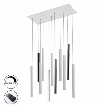 Lustra LED dimabila dreptunghiulara diverse culori Kimber, 11 pendule cilindrice metal, inaltime reglabila, cu telecomanda, 373342D - Schuller [8]