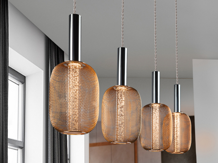 Lustra LED dimabila liniara aurie Rikke, 4 pendule plasa metal, cilindru interior acrilic, inaltime reglabila, 413756 - Schuller [4]