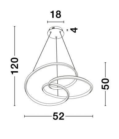 Lustra LED dimabila moderna forma bucla Asaf 52 cm, metal alb/negru/maro, 9147113 - Novaluce [10]