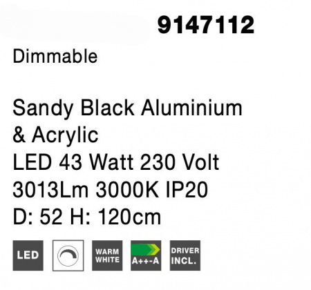 Lustra LED dimabila moderna forma bucla Asaf 52 cm, metal alb/negru/maro, 9147113 - Novaluce [19]