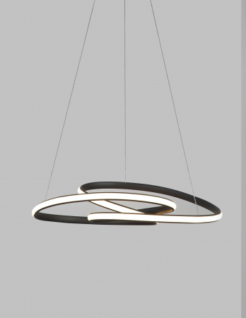 Lustra LED dimabila moderna forma bucla Asaf 52 cm, metal alb/negru/maro, 9147113 - Novaluce [13]