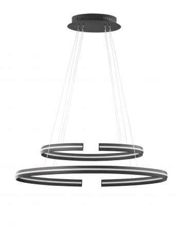 Lustra LED dimabila moderna neagra Rosa Ø80 cm 55W, doua cercuri aluminiu, 9392011 - Novaluce [1]