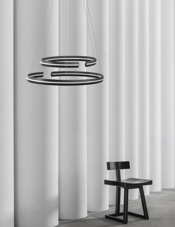 Lustra LED dimabila moderna neagra Rosa Ø80 cm 55W, doua cercuri aluminiu, 9392011 - Novaluce [6]