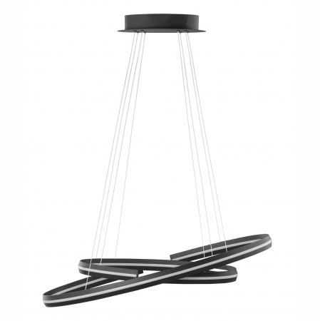 Lustre - Lustra LED dimabila moderna neagra Rosa Ø80 cm 55W, doua cercuri aluminiu, 9392011 - Novaluce