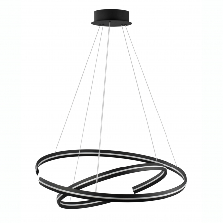Lustre - Lustra LED dimabila moderna neagra Rosa II Ø80 cm 93W, doua cercuri aluminiu, 9392012 - Novaluce