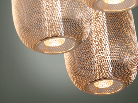 Lustra LED dimabila rotunda aurie Rikke, 3 pendule plasa metal, cilindru interior acrilic, inaltime reglabila, 413626 - Schuller [7]