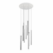 Lustra LED dimabila rotunda diverse culori Kimber, 9 pendule cilindrice metal, inaltime reglabila, 373261 - Schuller [0]