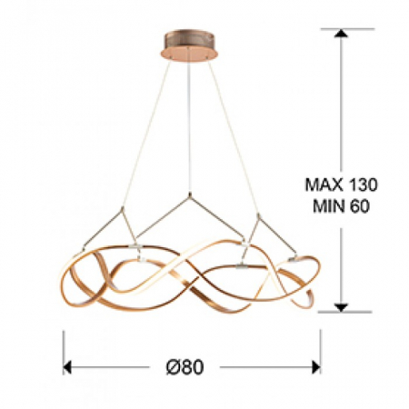 Lustra LED dimabila rotunda lux aur roz Cosete Ø 80/110 cm, metal, inaltime reglabila, 763967 - Schuller [3]