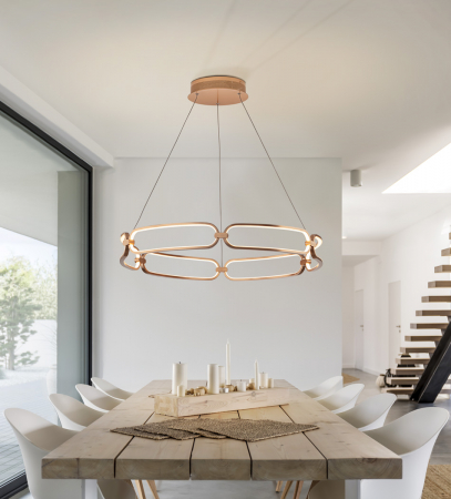 Lustra LED dimabila rotunda lux aur roz/crom Githa Ø 47/60/80 cm, metal, inaltime reglabila, 786645 - Schuller [11]