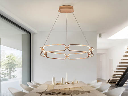 Lustra LED dimabila rotunda lux aur roz/crom Githa Ø 47/60/80 cm, metal, inaltime reglabila, 786645 - Schuller [17]