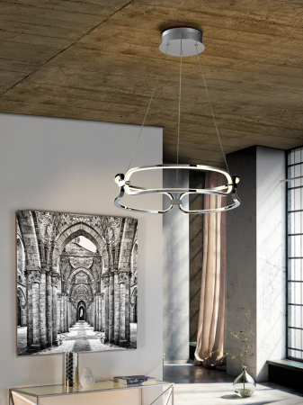 Lustra LED dimabila rotunda lux aur roz/crom Githa Ø 47/60/80 cm, metal, inaltime reglabila, 786645 - Schuller [1]