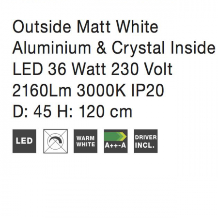 Lustra LED lux alba Leona, Ø 45 cm, 3 pendule, din metal si cristal, 17320201 - Novaluce [4]