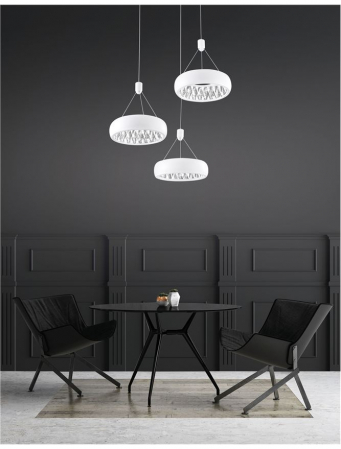 Lustra LED lux alba Leona, Ø 45 cm, 3 pendule, din metal si cristal, 17320201 - Novaluce [2]