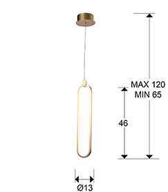 Lustra LED lux aur roz/crom Githa, metal, inaltime reglabila, 787147 - Schuller [4]