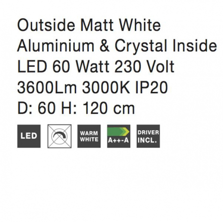 Lustra LED lux rotunda alba Leona, Ø 46 cm, 2 inele ajustabile, din metal si cristal, 17320202 - Novaluce [4]