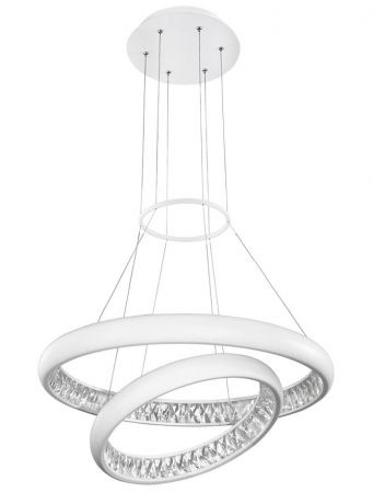 Lustra LED lux rotunda alba Leona, Ø 46 cm, 2 inele ajustabile, din metal si cristal, 17320202 - Novaluce [2]