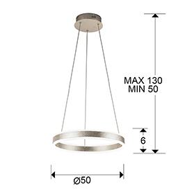 Lustra LED lux rotunda aurie/argintie Linet, Ø 50 cm, metal, inaltime reglabila, 831940 - Schuller [4]