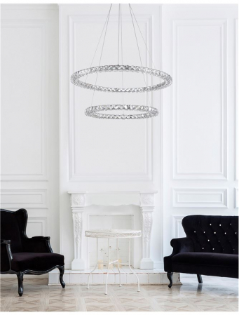 Lustra LED lux rotunda Katinca, 2 inele ajustabile din metal si cristale, Ø 70 cm, 9172518 - Novaluce [1]