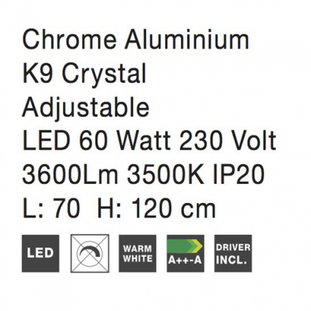 Lustra LED lux rotunda Katinca, 2 inele ajustabile din metal si cristale, Ø 70 cm, 9172518 - Novaluce [5]