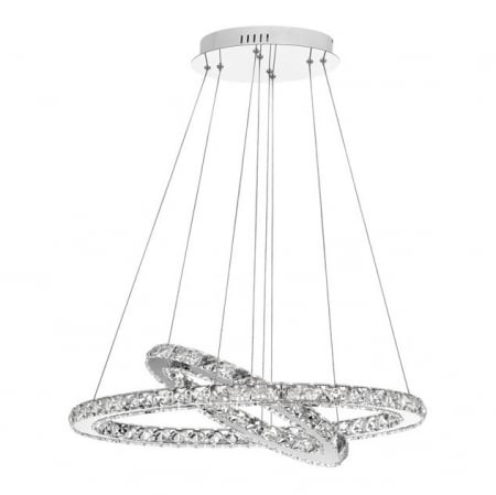 Lustre - Lustra LED lux rotunda Rosali, 2 inele ajustabile din metal si cristale, inaltime reglabila, 7403001 - Novaluce