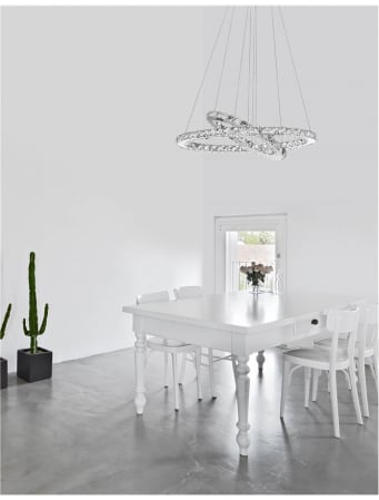 Lustra LED lux rotunda Rosali, 2 inele ajustabile din metal si cristale, inaltime reglabila, 7403001 - Novaluce [2]