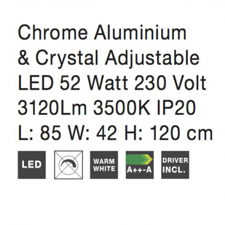 Lustra LED lux rotunda Rosali, 2 inele ajustabile din metal si cristale, inaltime reglabila, 7403001 - Novaluce [11]