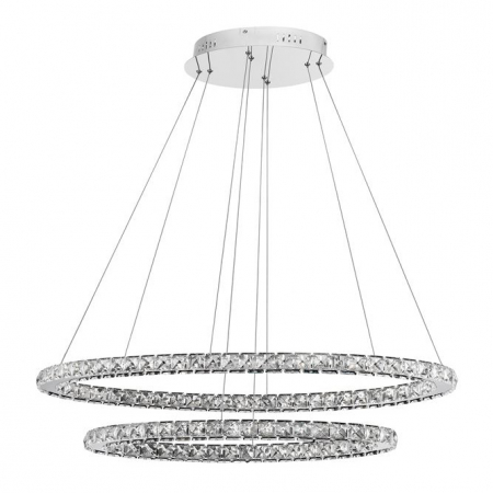 Lustra LED lux rotunda Rosali, 2 inele ajustabile din metal si cristale, inaltime reglabila, 7403001 - Novaluce [8]