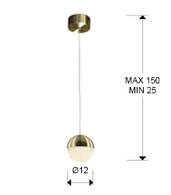 Lustra LED lux sfera aurie/crom Dalos, Ø 12 cm, policarbonat si metal, inaltime reglabila, 793301 - Schuller [4]