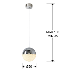 Lustra LED lux sfera aurie/crom Dalos, Ø 20 cm, policarbonat si metal, inaltime reglabila, 793412 - Schuller [1]
