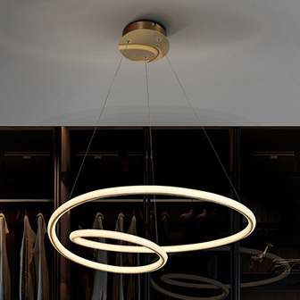 Lustre - Lustra LED moderna aurie Riona metal Ø 60 cm, inaltime reglabila, 138611 - Schuller