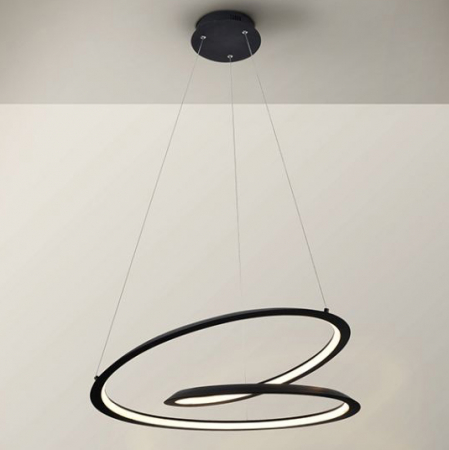 Lustre - Lustra LED moderna neagra Tamiz metal Ø 60 cm, inaltime reglabila, 527583 - Schuller
