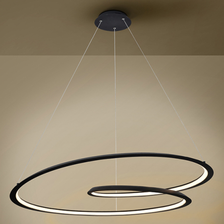 Lustre - Lustra LED moderna neagra Tamiz metal Ø 97 cm, inaltime reglabila, 527644 - Schuller